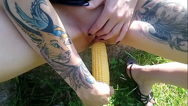 Hot Lucy Ravenblood fucking pussy with corn in public clips Clips